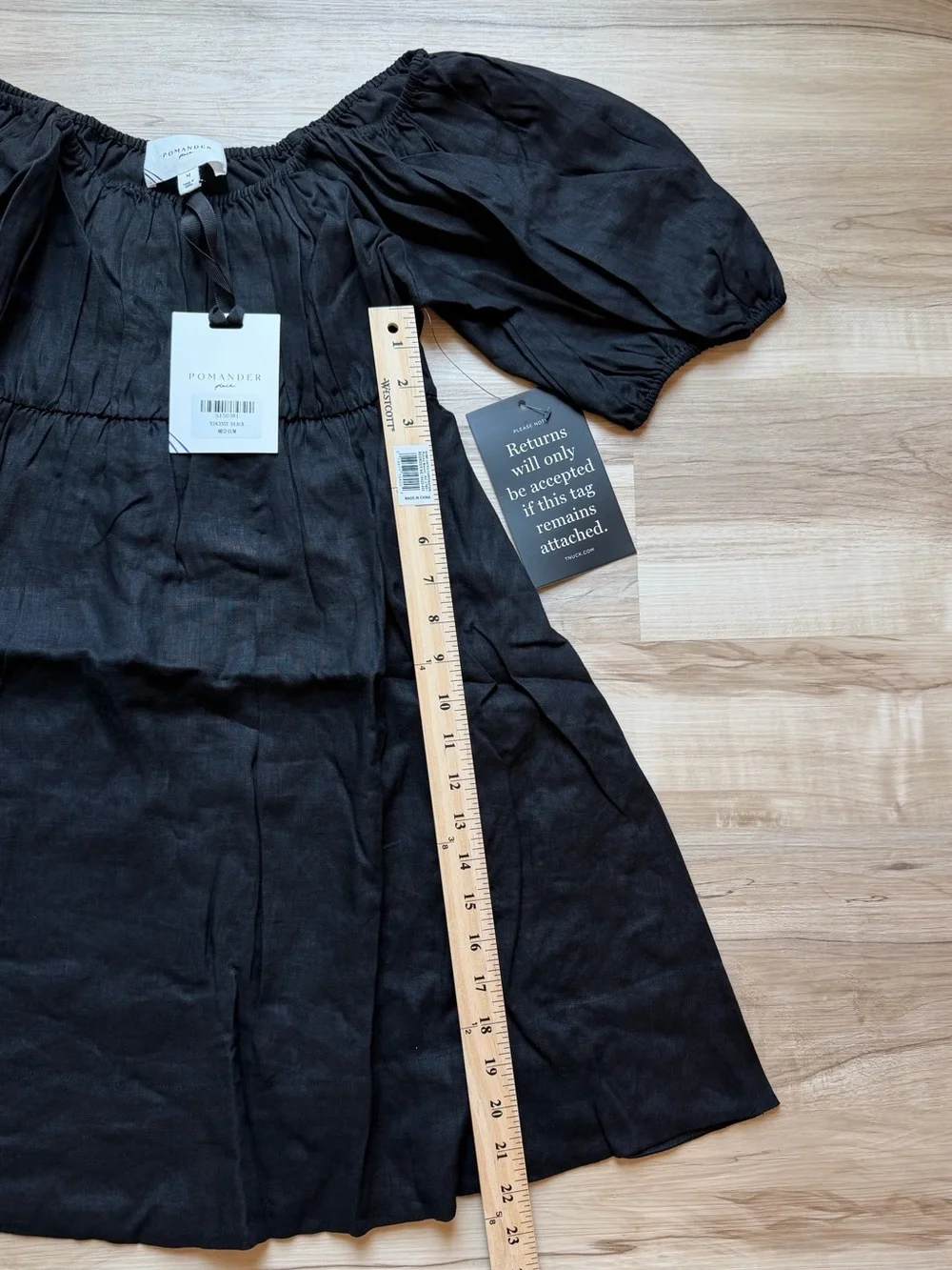 Tuckernuck Pomander Place Scoop Neck Puff Sleeve Linen Dress Summer European